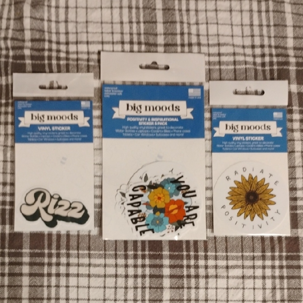 Big Moods Positive Vinyl Sticker Bundle – 7 Stickers Total (NWT)